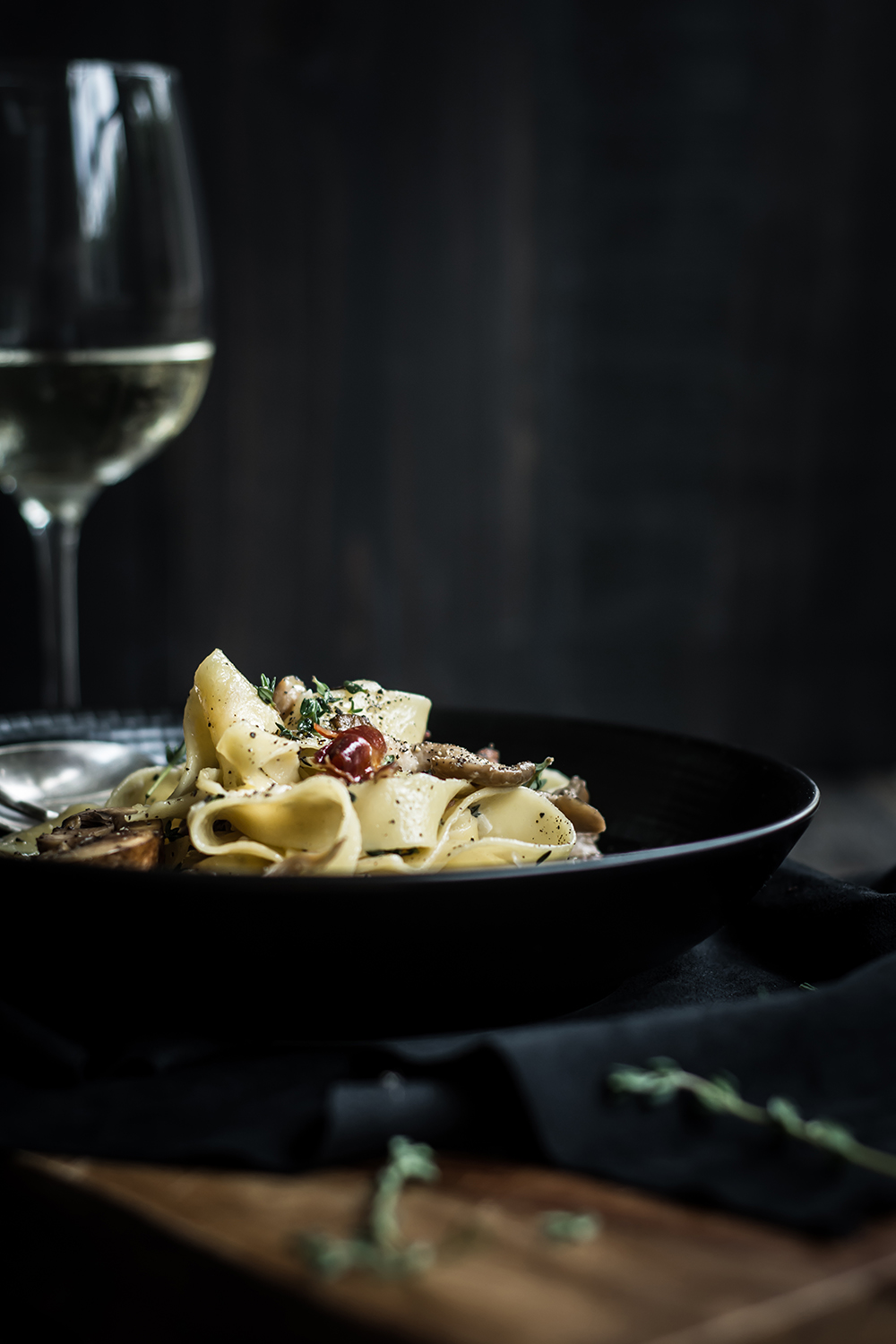 Pasta with Mushrooms and Prosciutto