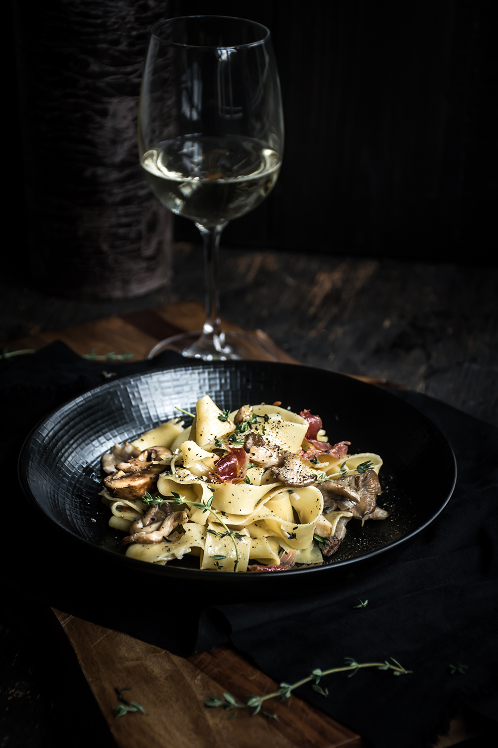 Pasta with Mushrooms and Prosciutto