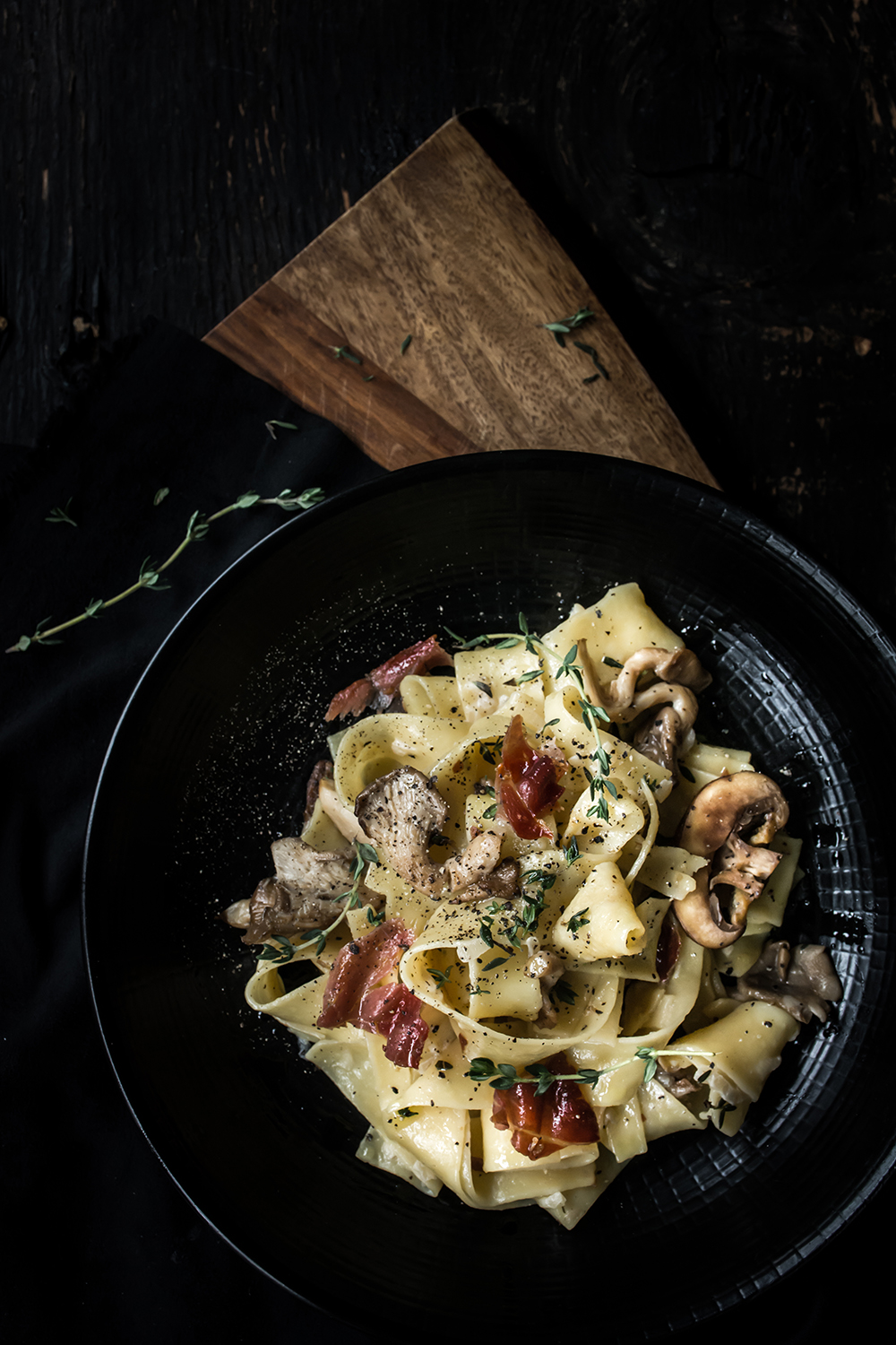 Pasta with Mushrooms and Prosciutto