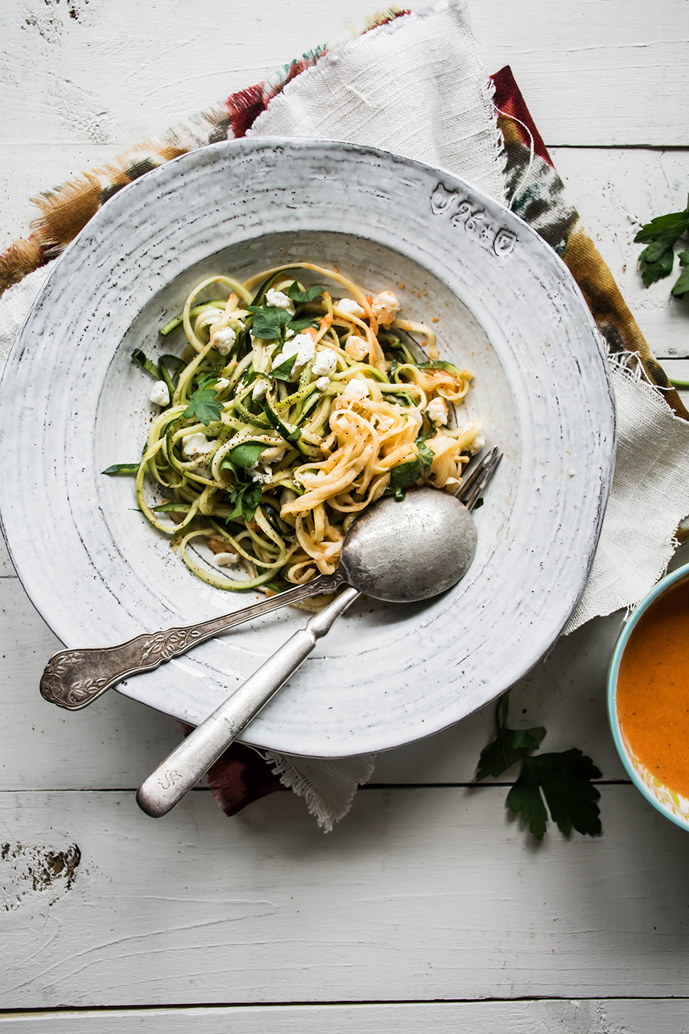 Zucchini Noodles with Roasted Red Pepper Sauce