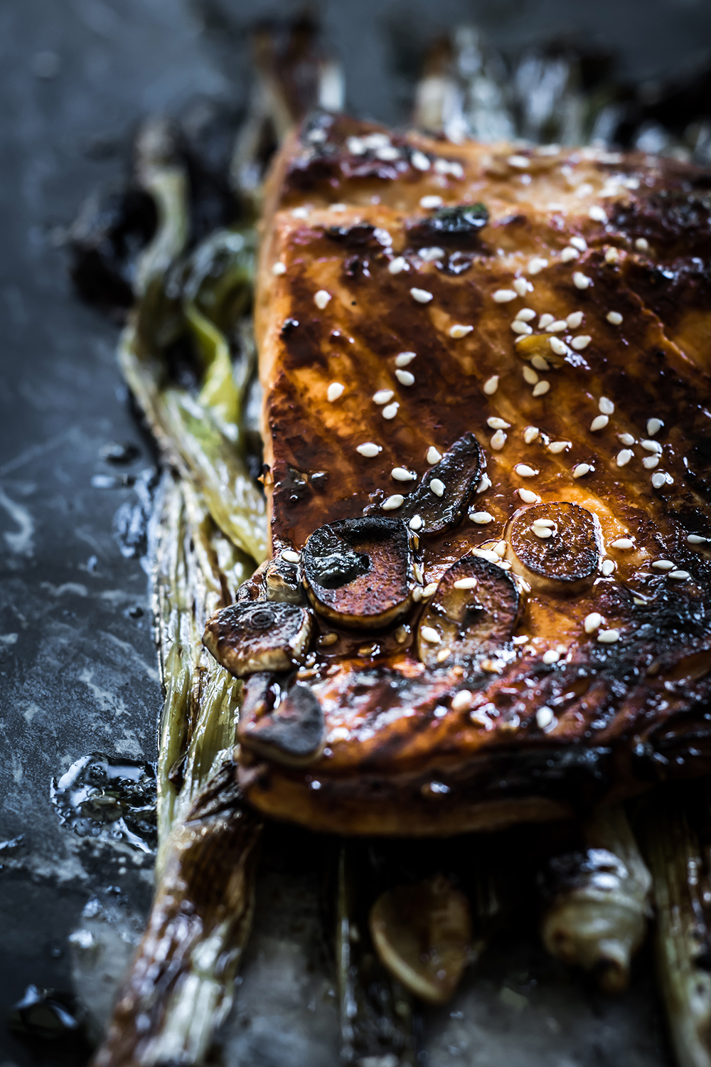 Broiled Salmon with Scallions and Sesame