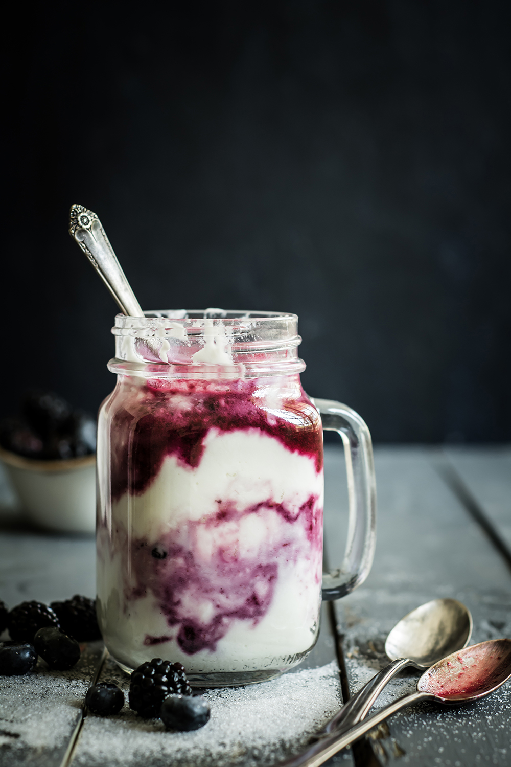 Greek Yogurt with Blueberry Blackberry Sauce