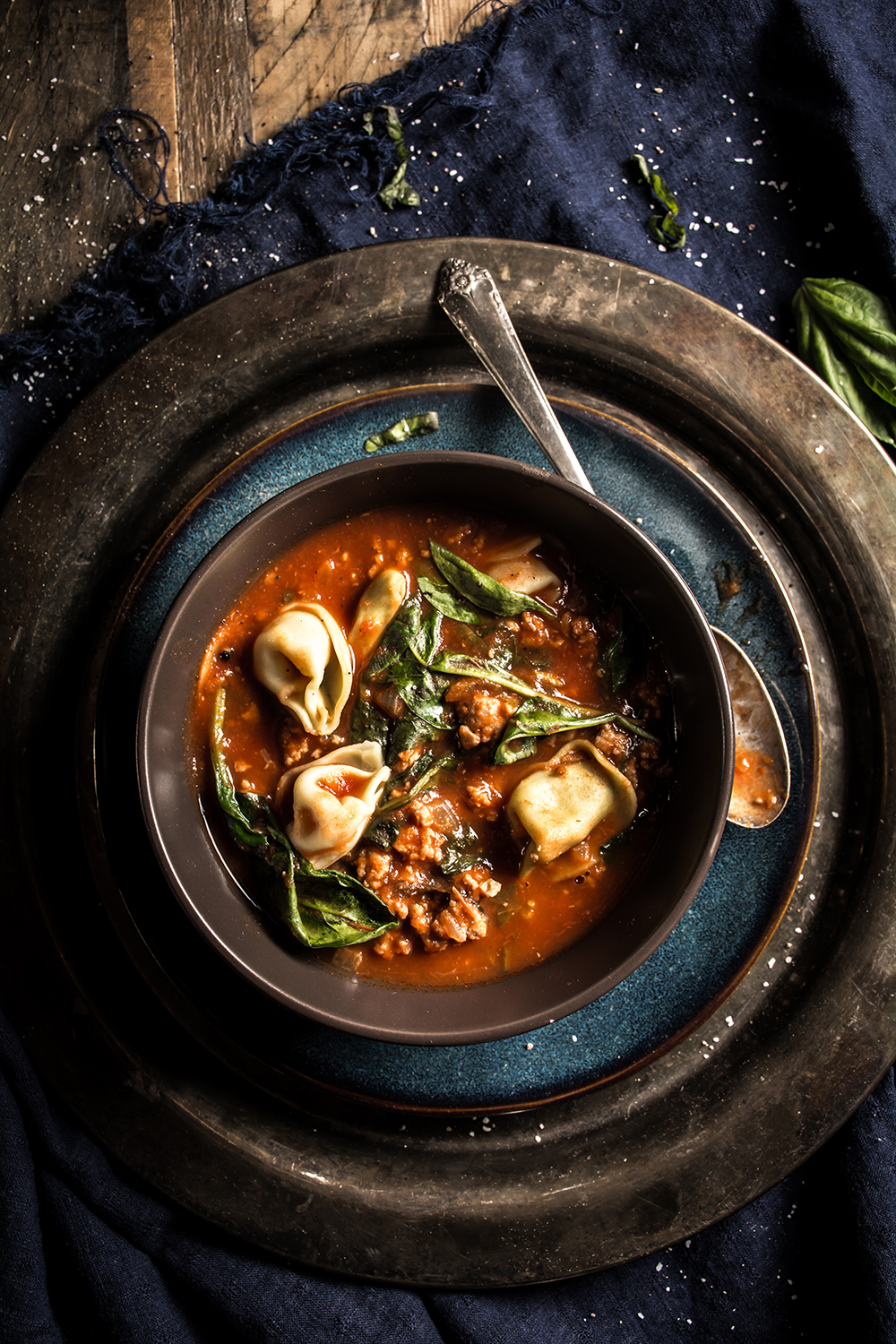 Tortellini Soup with Turkey and Spinach