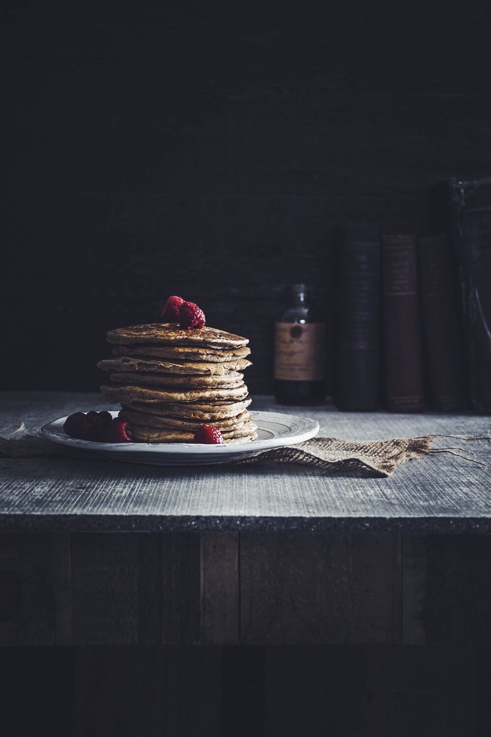 Whole Wheat Pancakes with Raspberries