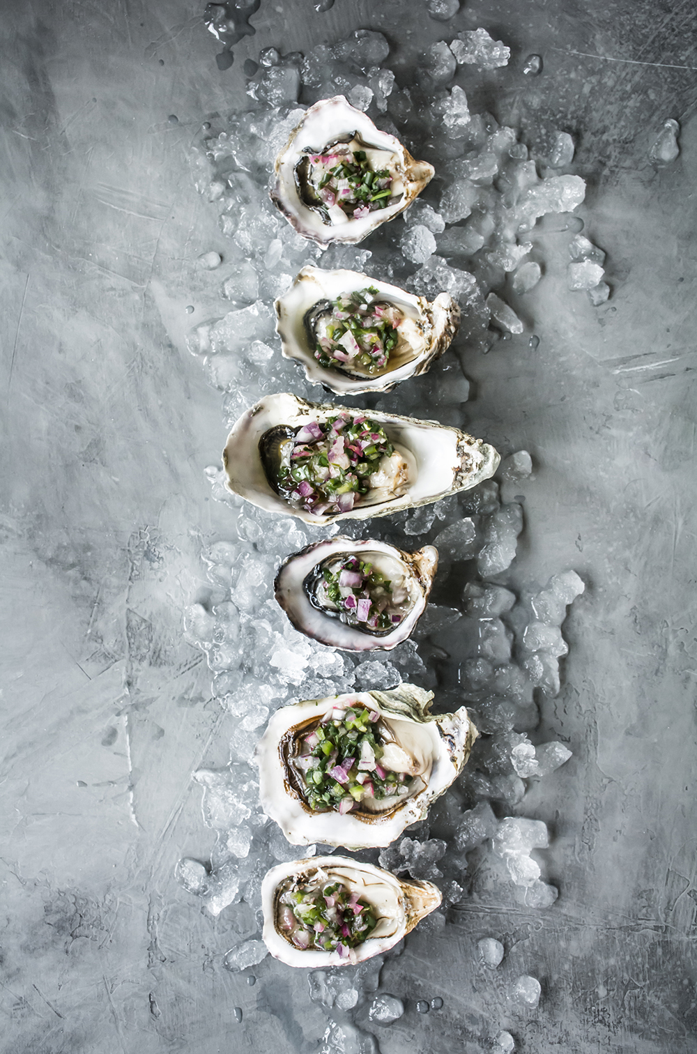Oysters with Serrano-Cilantro-Lime Mignonette