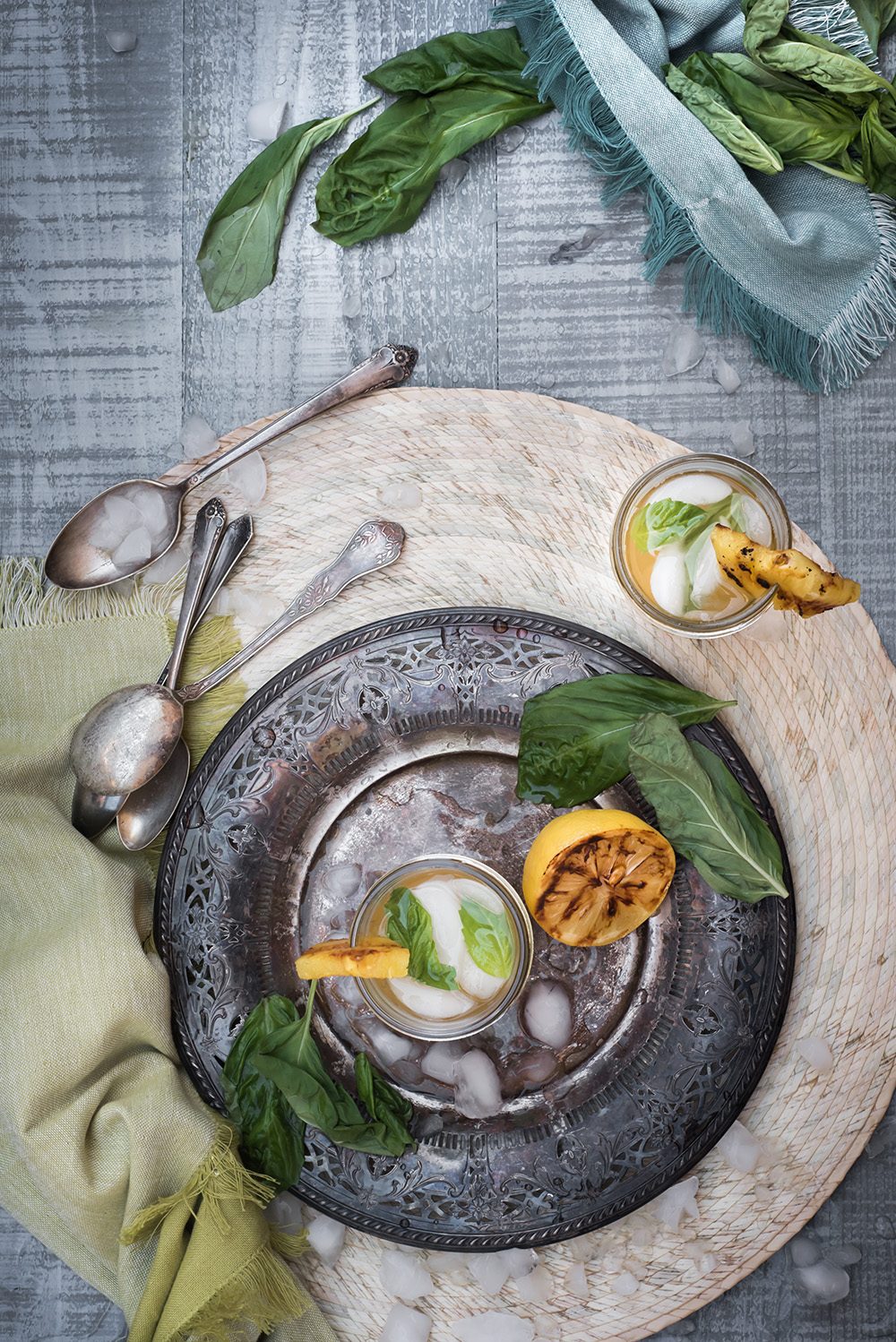 Charred Pineapple Lemonade with Basil