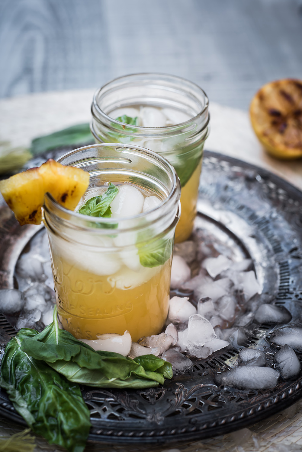Charred Pineapple Lemonade with Basil