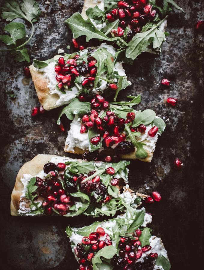 Flatbread with Ricotta and Pomegranate Salsa