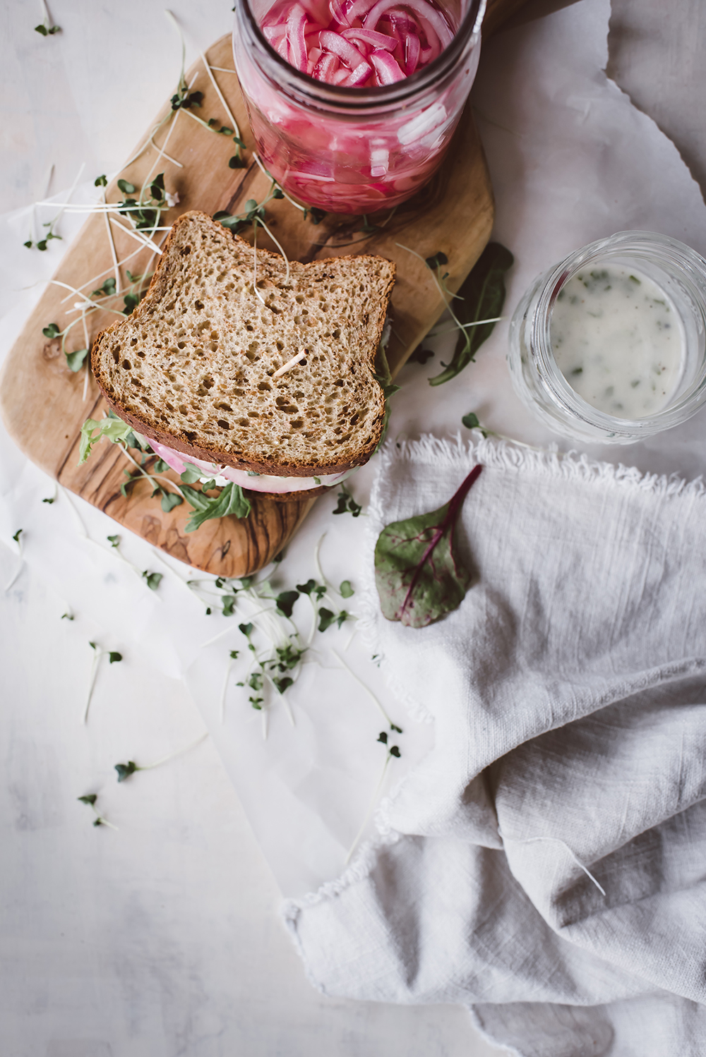 Garden Greens Sandwich with Green Goddess Dressing