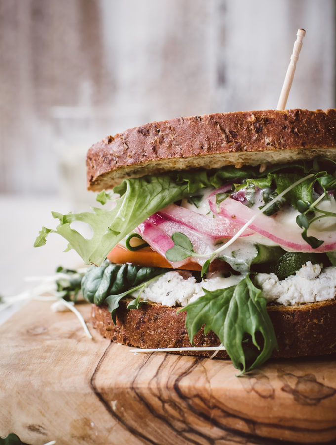 Garden Greens Sandwiches with Green Goddess Dressing