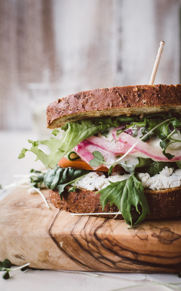 Garden Greens Sandwich with Green Goddess Dressing