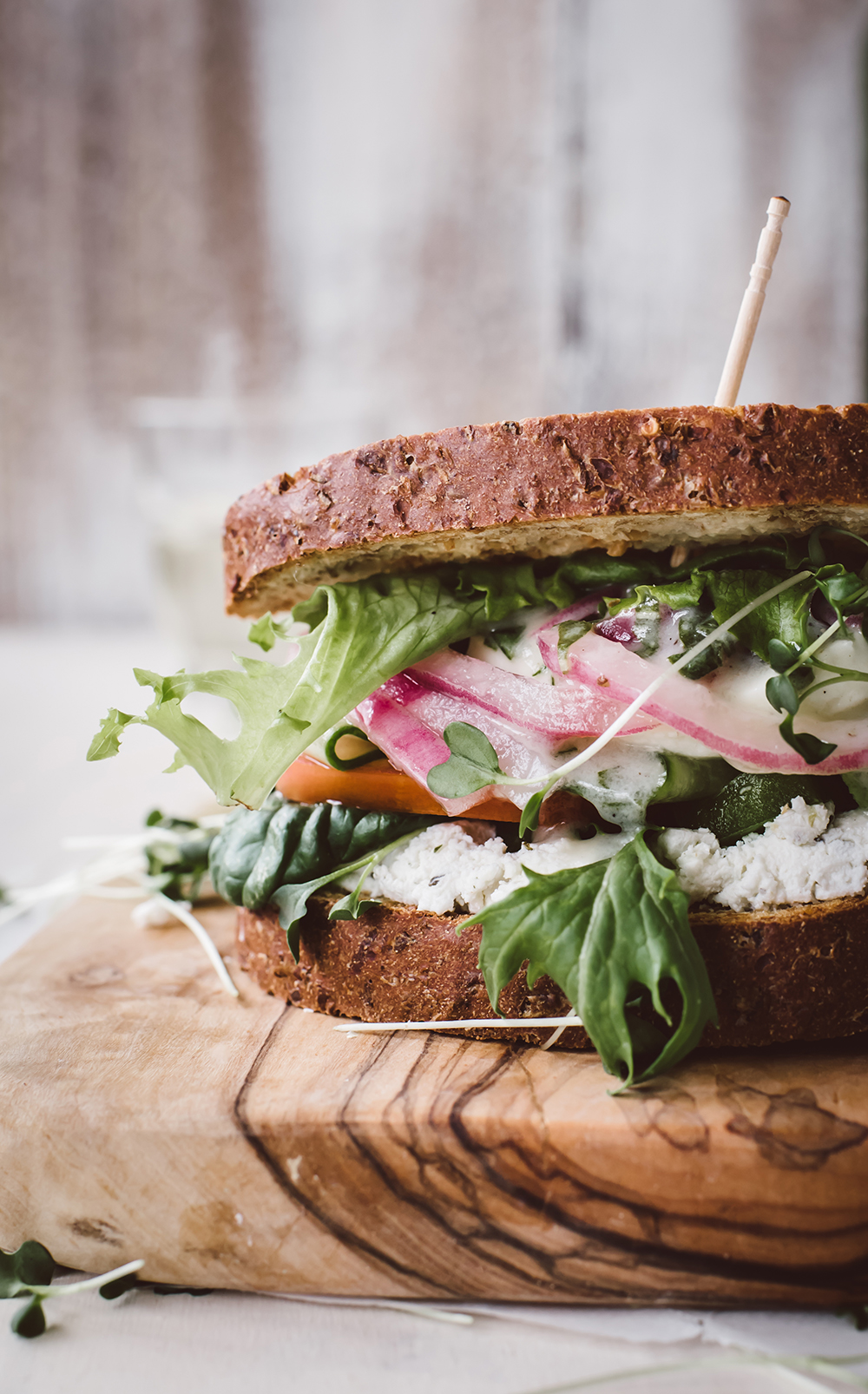 Garden Greens Sandwiches with Green Goddess Dressing