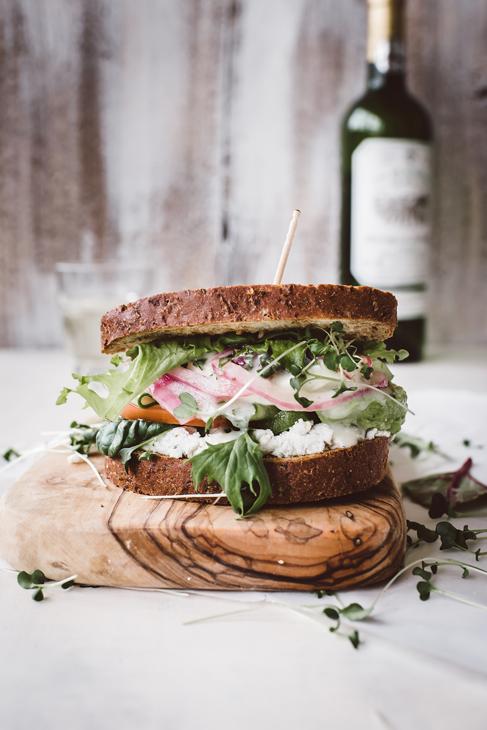 Garden Greens Sandwiches with Green Goddess Dressing