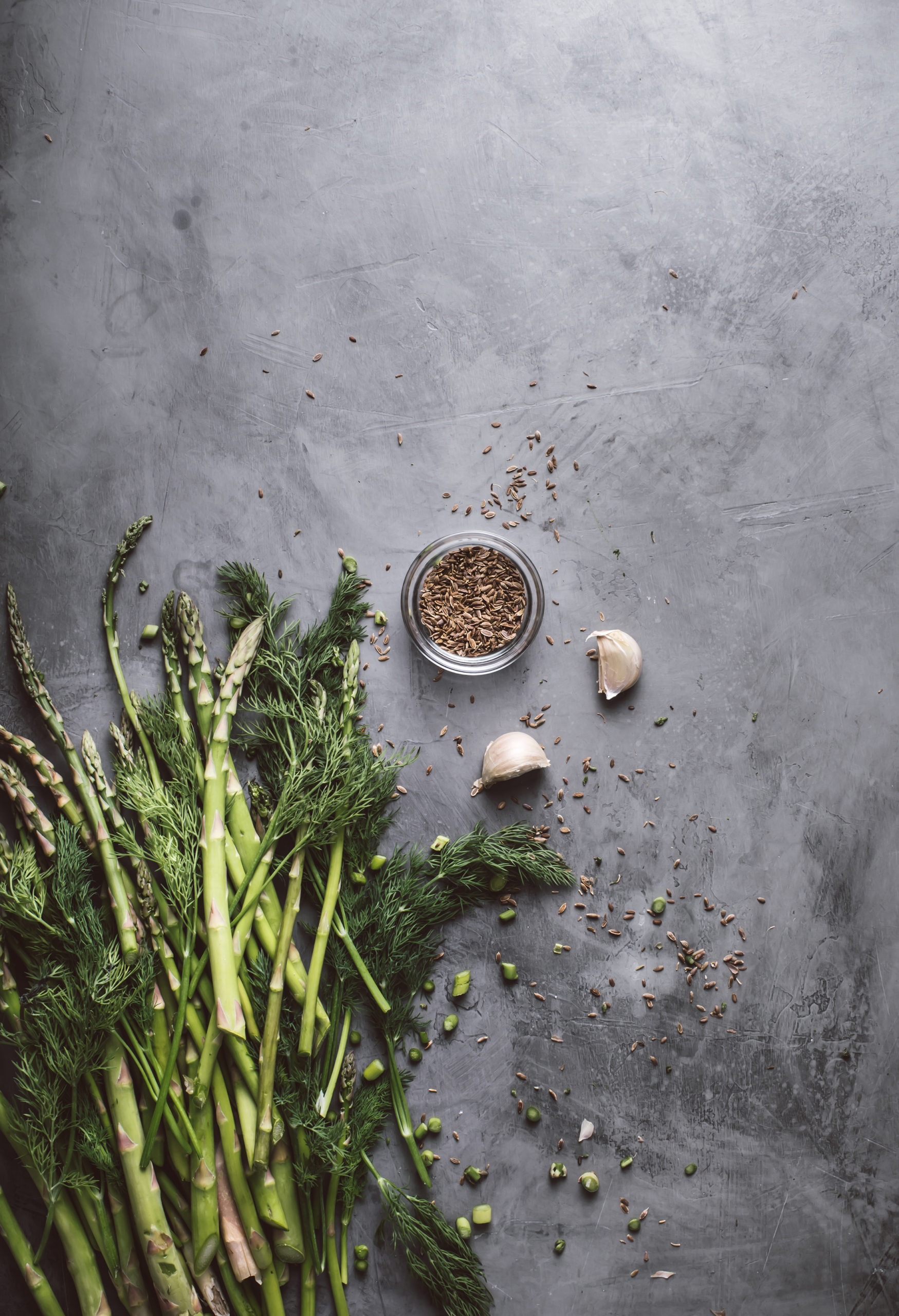 asparagus on a gray board