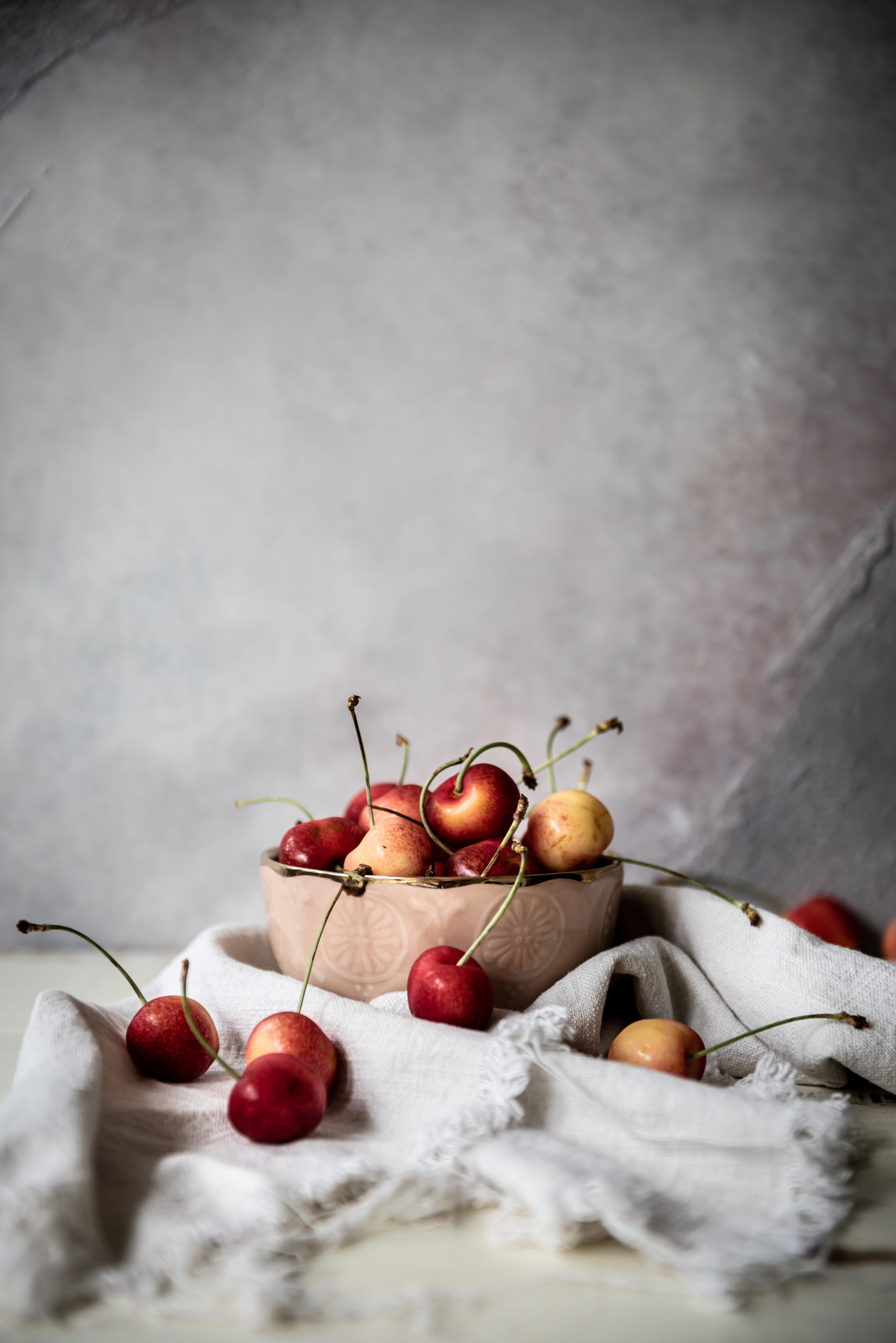 food photography behind the scenes with cherries