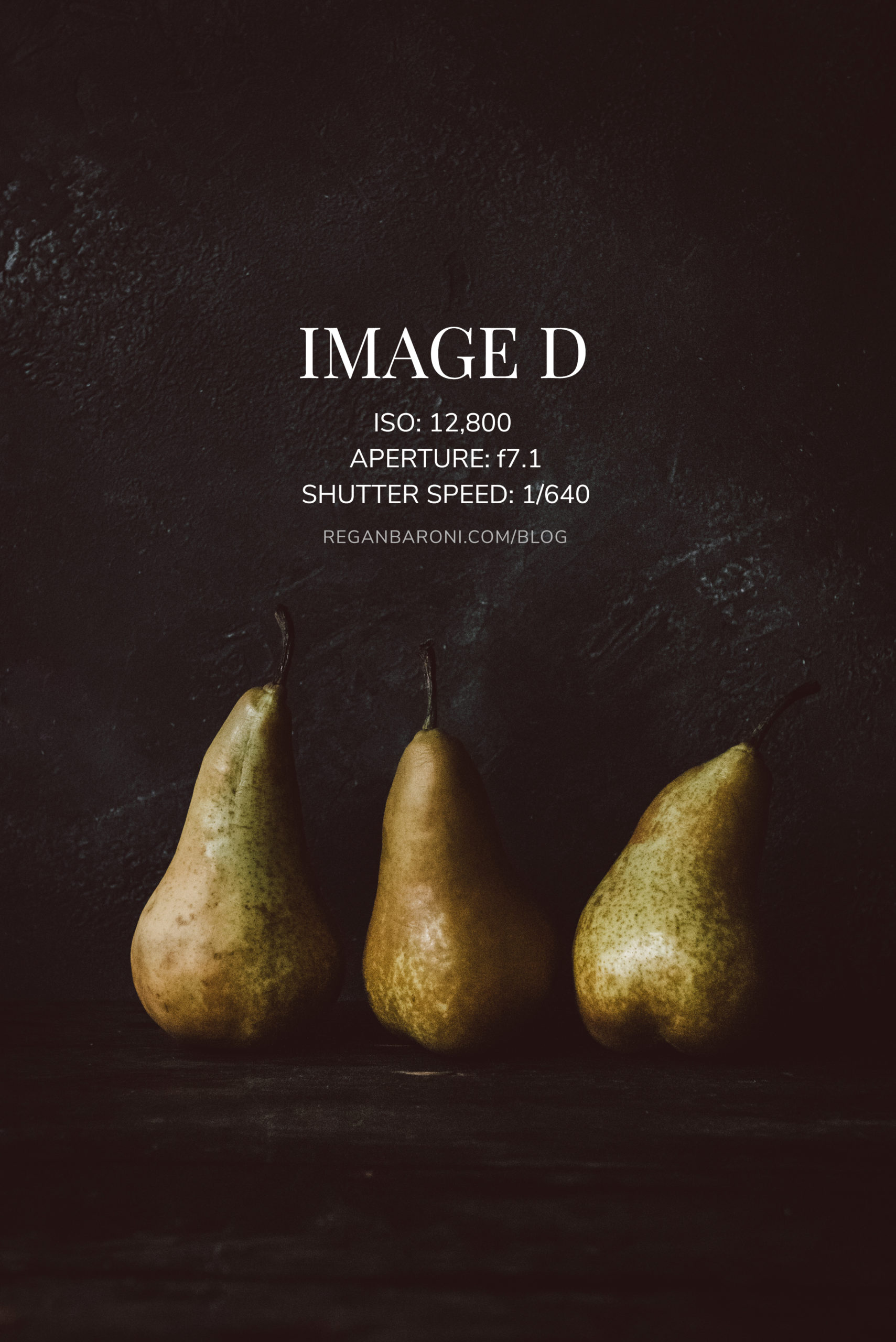 three pears on a dark background