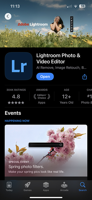 Download Lightroom Mobile from the App Store