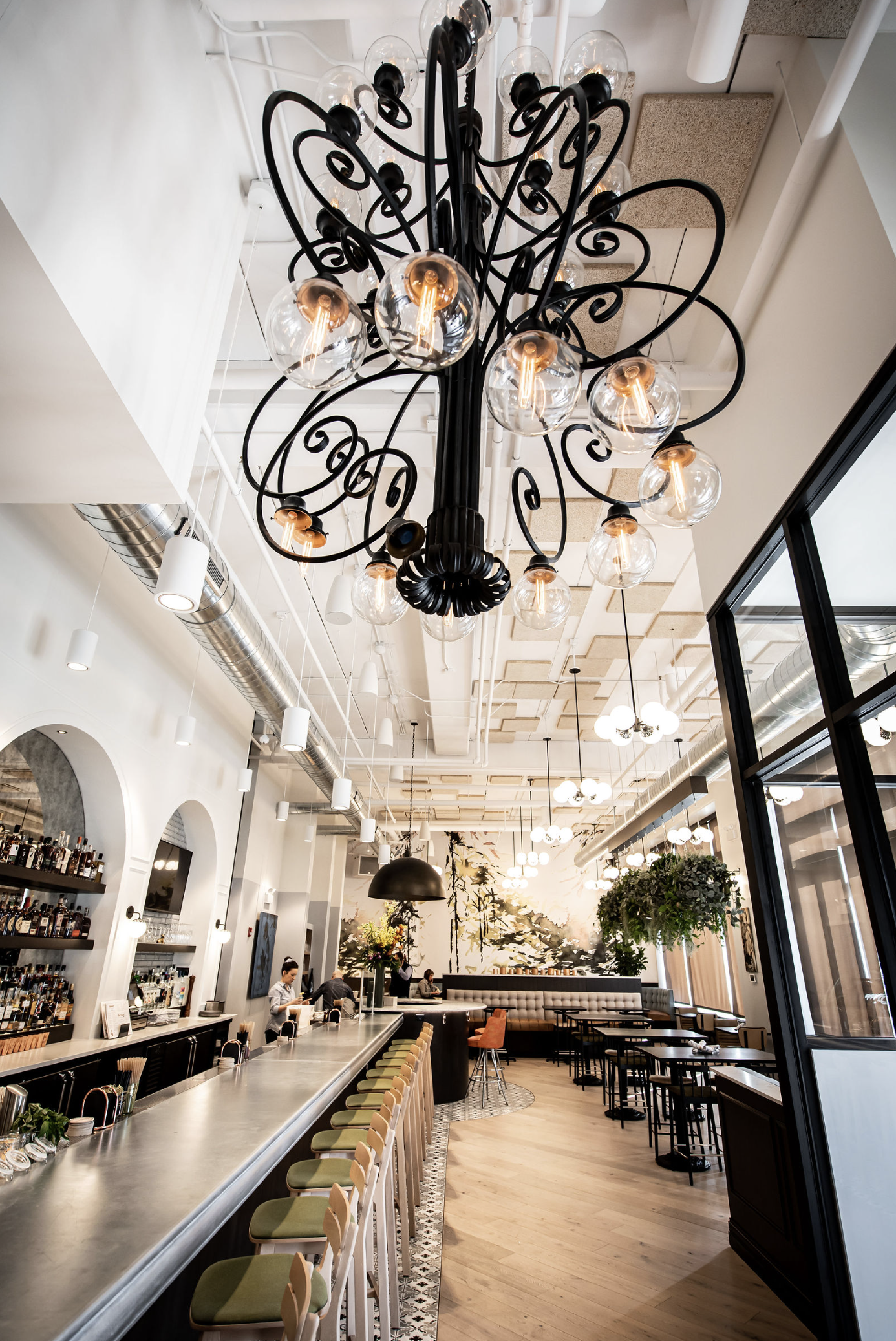 Wide angle interior shot of restaurant